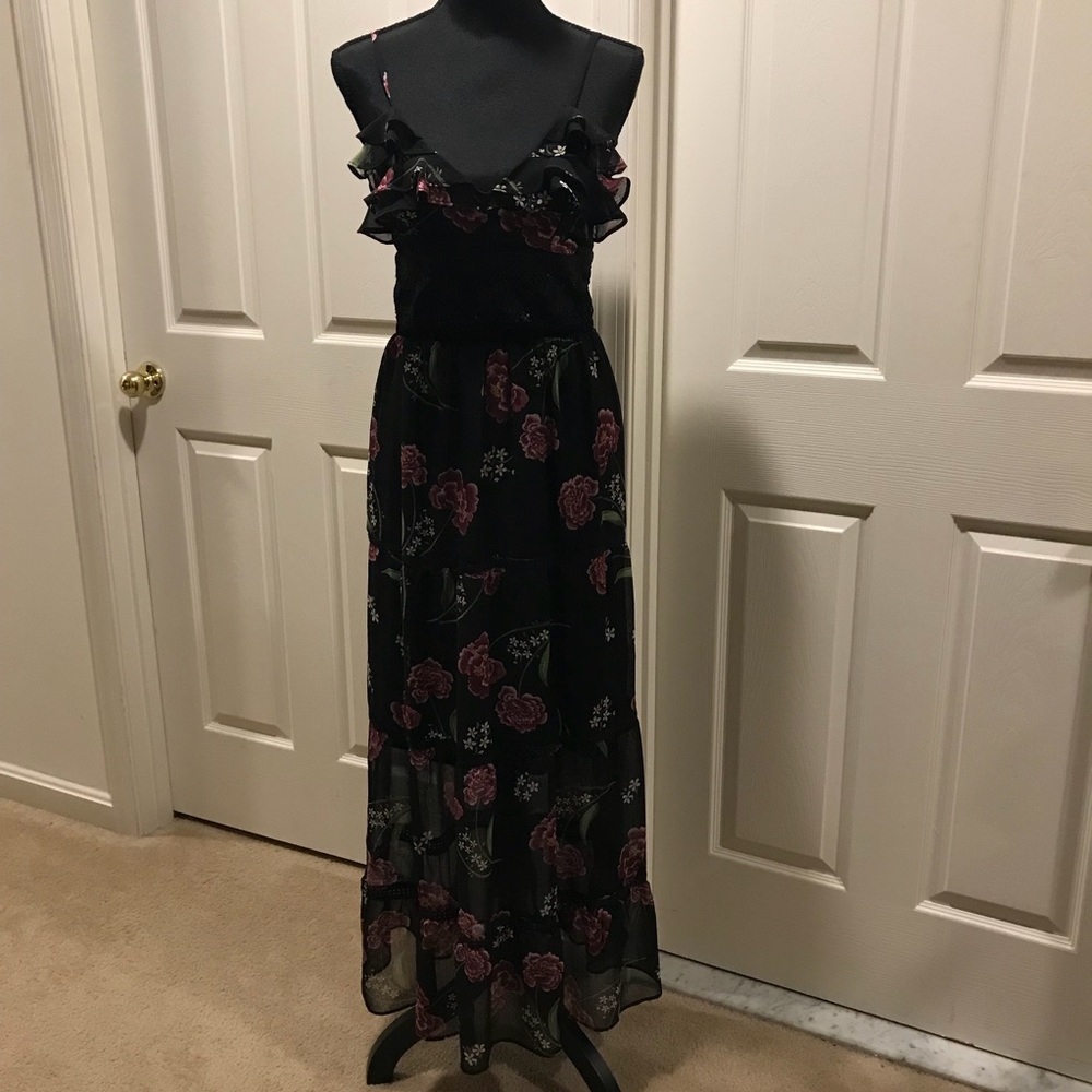 SHIFT Black Floral Maxi Dress